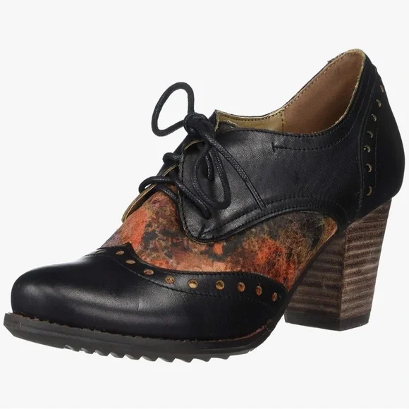 L’Artiste  / Spring Step  Heels - Black and Multicolor retro shoes , Oxford’s - Picture 2 of 10